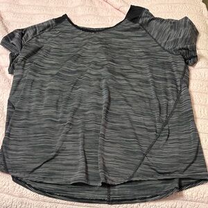 Tek Gear Short Sleeve Top with Black and Gray Stripes